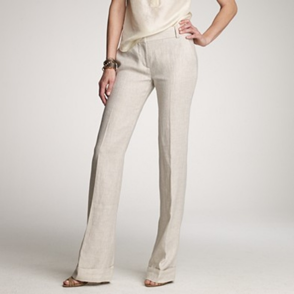 NWT J. Crew Ivory Linen Pants Size 12